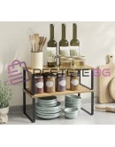 Двоен кухненски рафт бамбуков